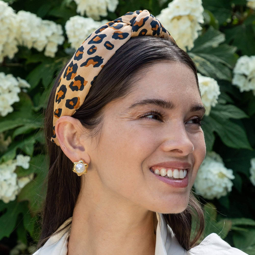 Caramel Leopard Silk Knotted Headband C54498