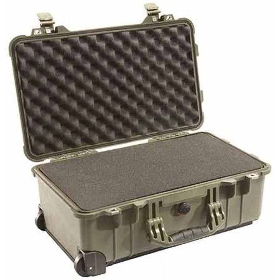 Olive Drab Green Watertight Carry On Hard Case with Foam Insert & Wheels H683