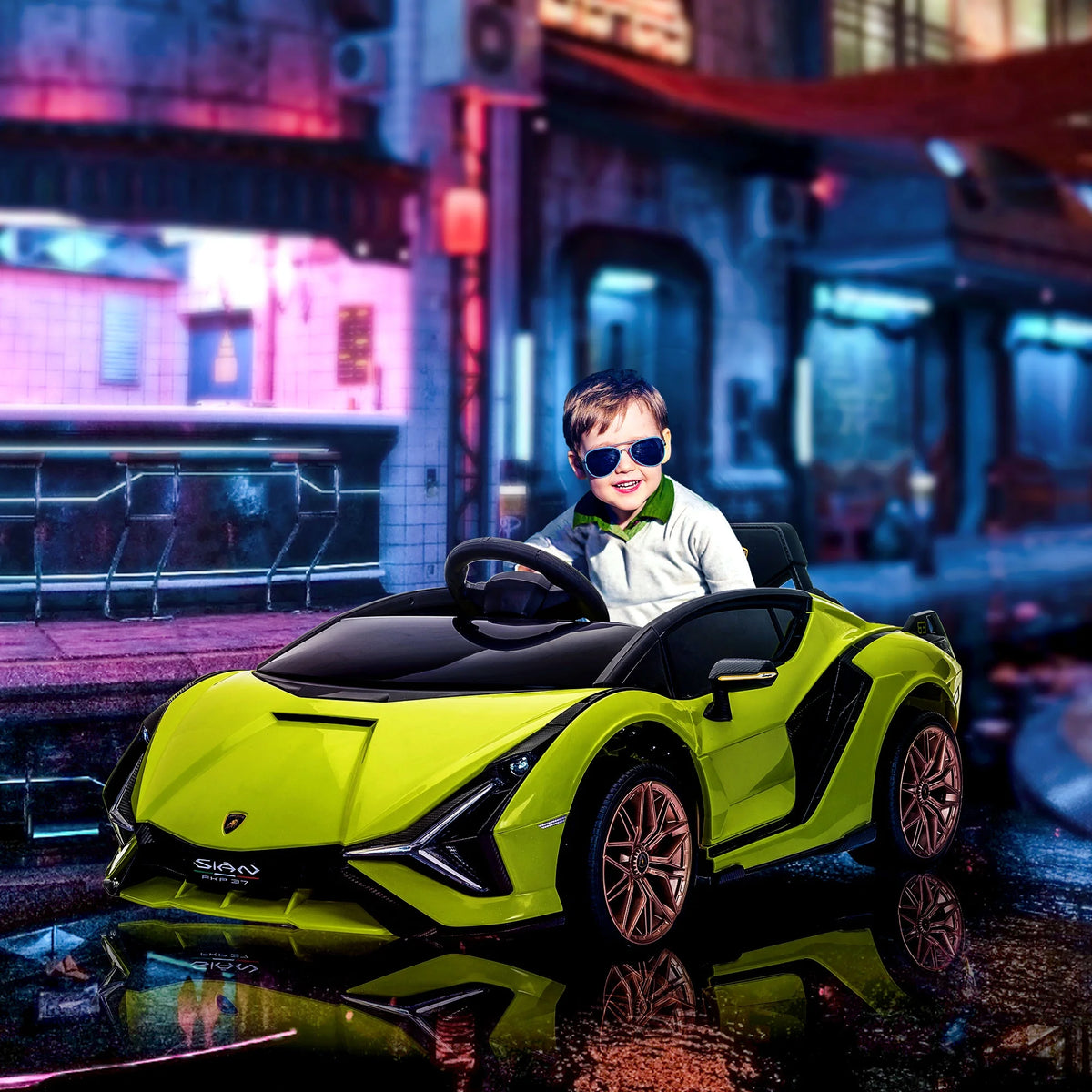 Green 12 V Electric Ride-On Car with Parent Remote Control T103