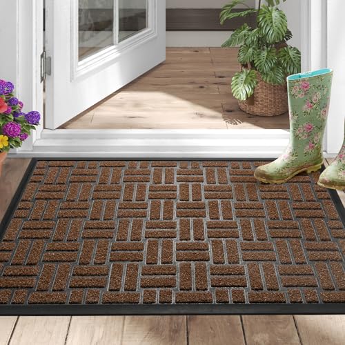 Yellow 36x17 Inches Non-Slip Low-Profile Front Door Mat V9213