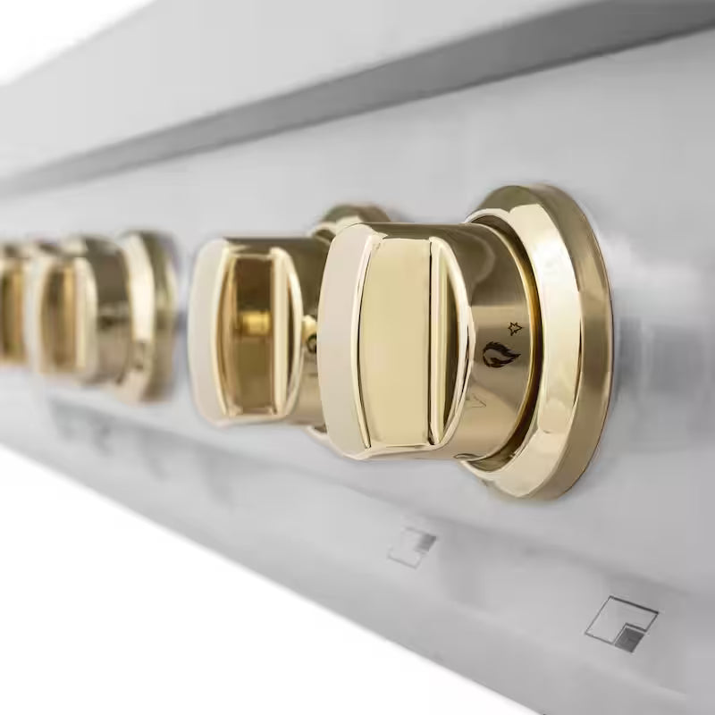 36 in. 6 Burner Gas Cooktop with Gold Knobs in Stainless Steel R6992