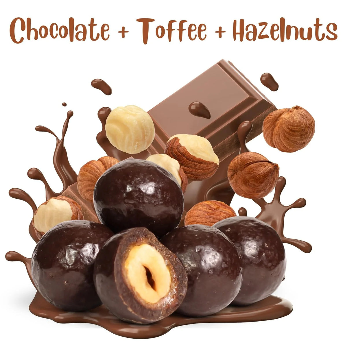 Dark Chocolate Covered Toffee Coated Hazelnuts 10 lbs Bulk Bag A423951