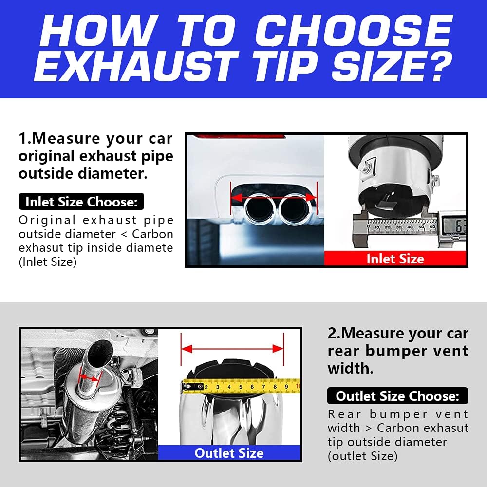 2.5" Inlet 3.5" Outlet LED Exhaust Tip Burnt Type 6.5" Length Car Exhaust Tail Pipe Pack of 2 Y67094