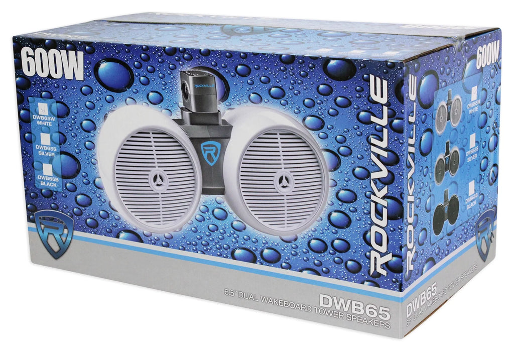 Dual 6.5" White 600 Watt Marine Wakeboard Tower Speaker System G2399