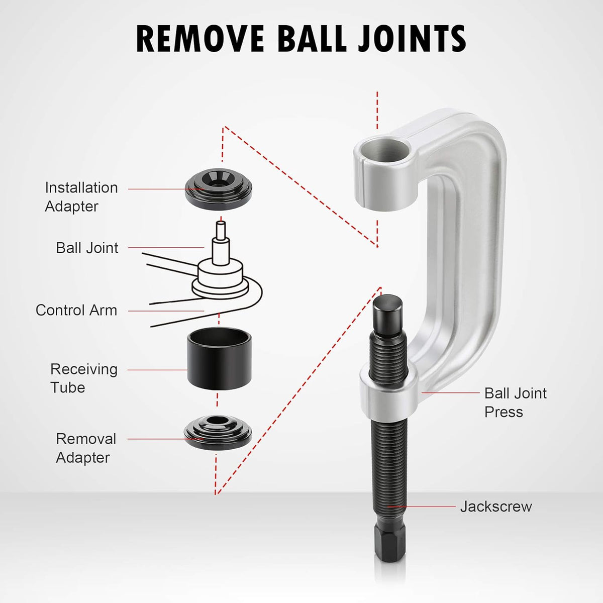 Ball Joint Press & U Joint Removal Tool Kit with 4wd Adapters, Pack of 2 S16420