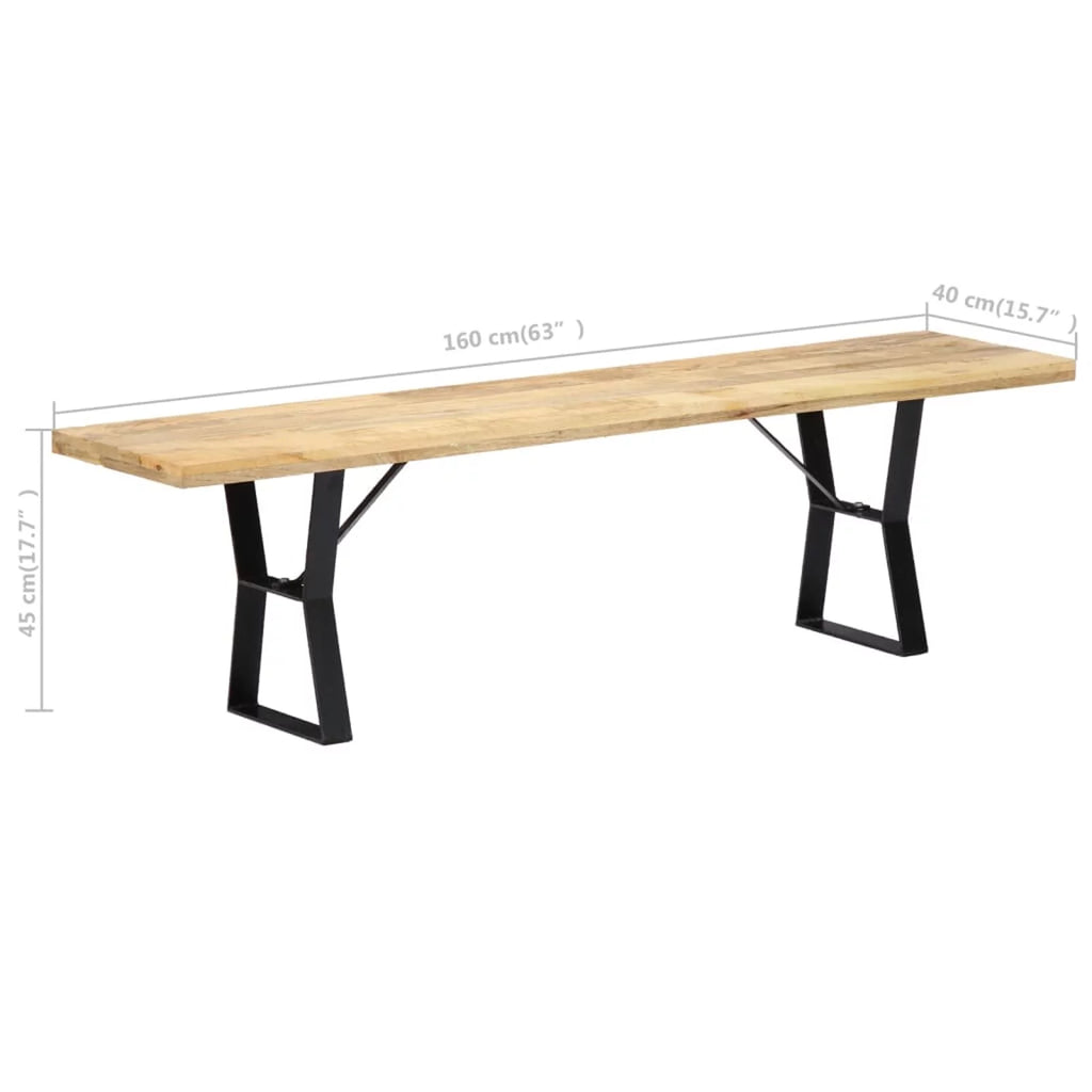 63" Solid Mango Wood Bench J748