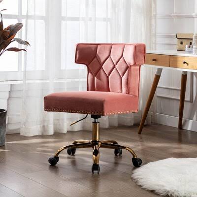 Velvet Swivel Desk Chair with Wheels R77007