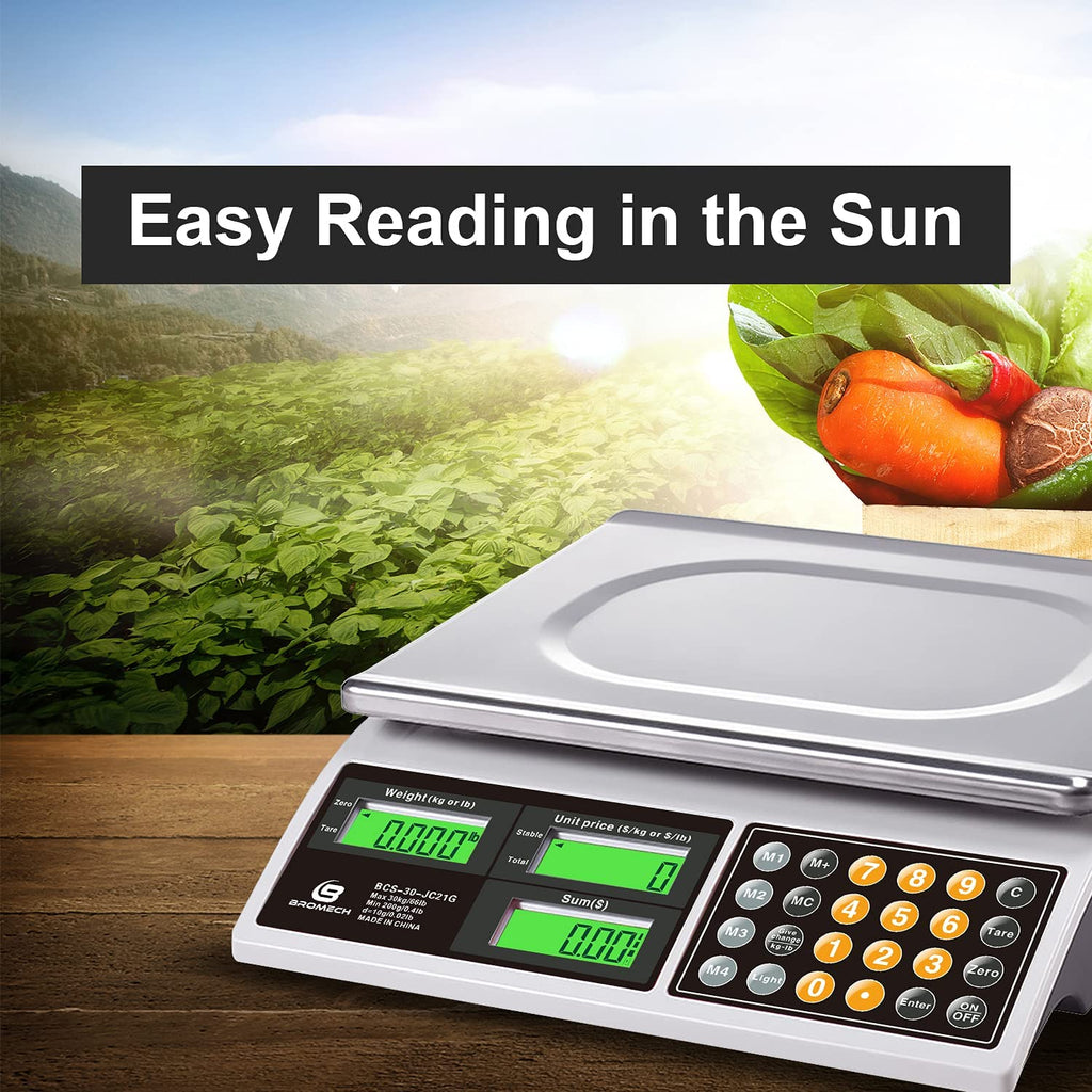 66lb Digital Commercial Food Weighing Scale with Green Backlight LCD L5588