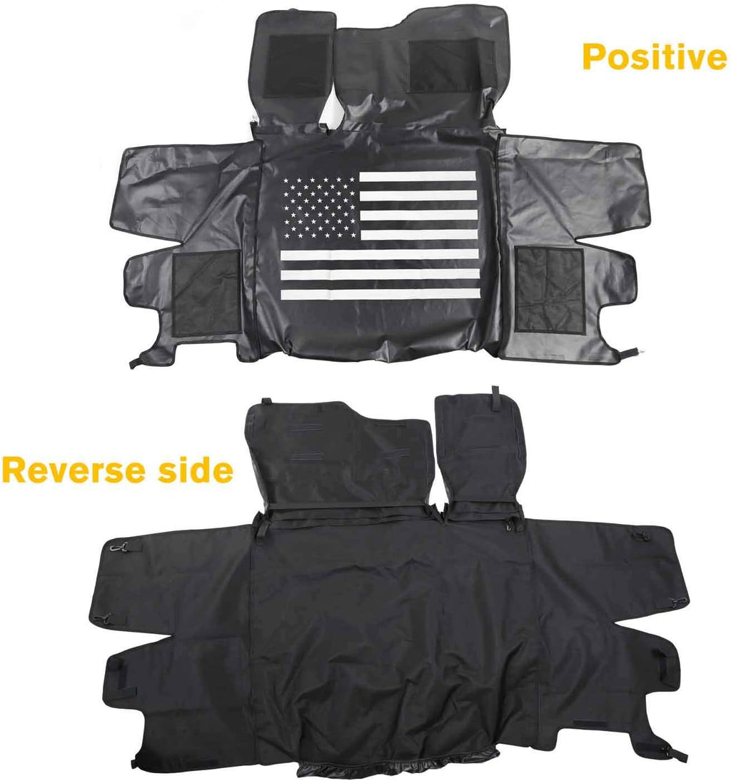Waterproof Dog Cargo Cover Mat with Corner Protector Washable Durable Pet Trunk Cargo Liner (Black US Flag) T31789