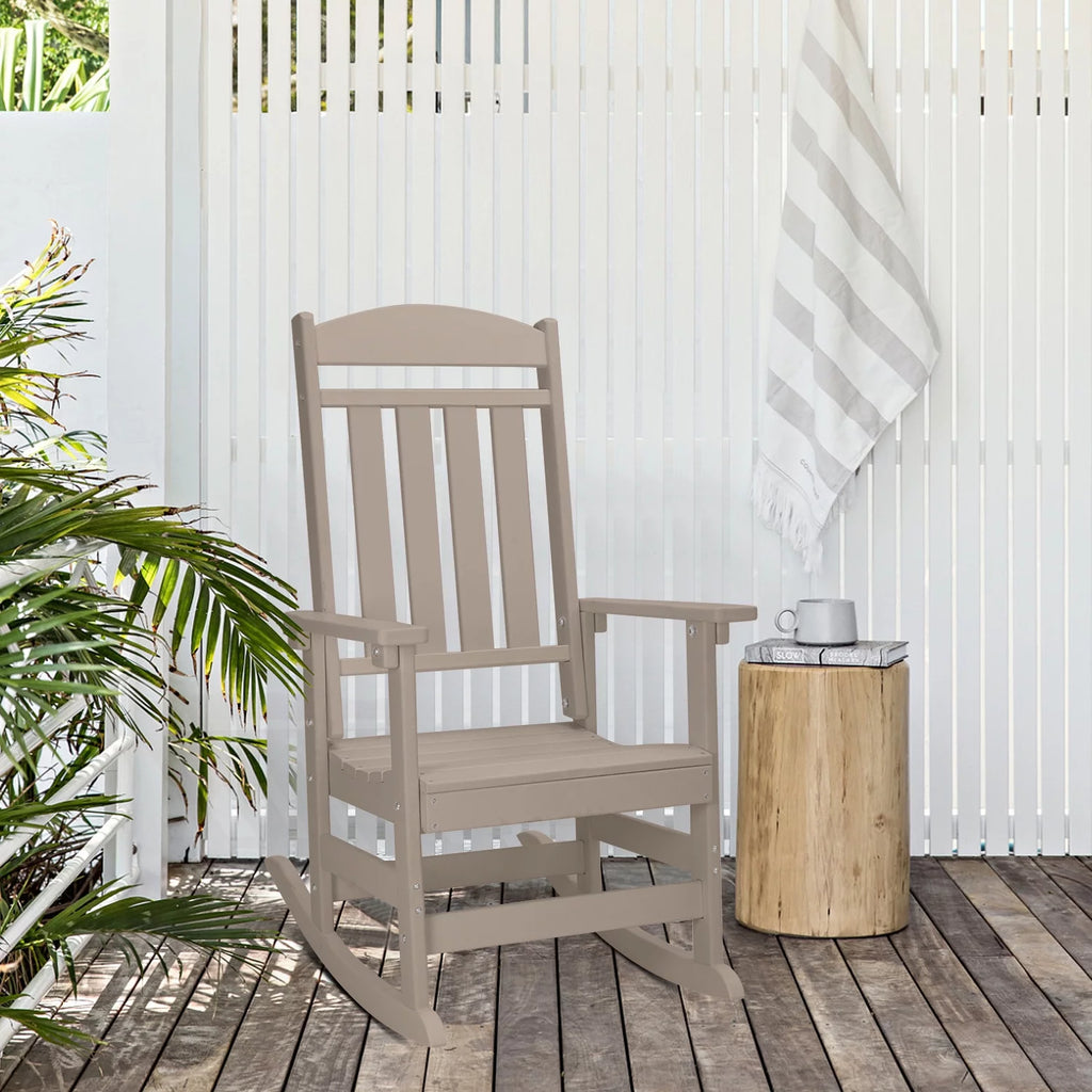 All Weather Resistant Poly Lumber Outdoor Rocking Chair with High Back I7857