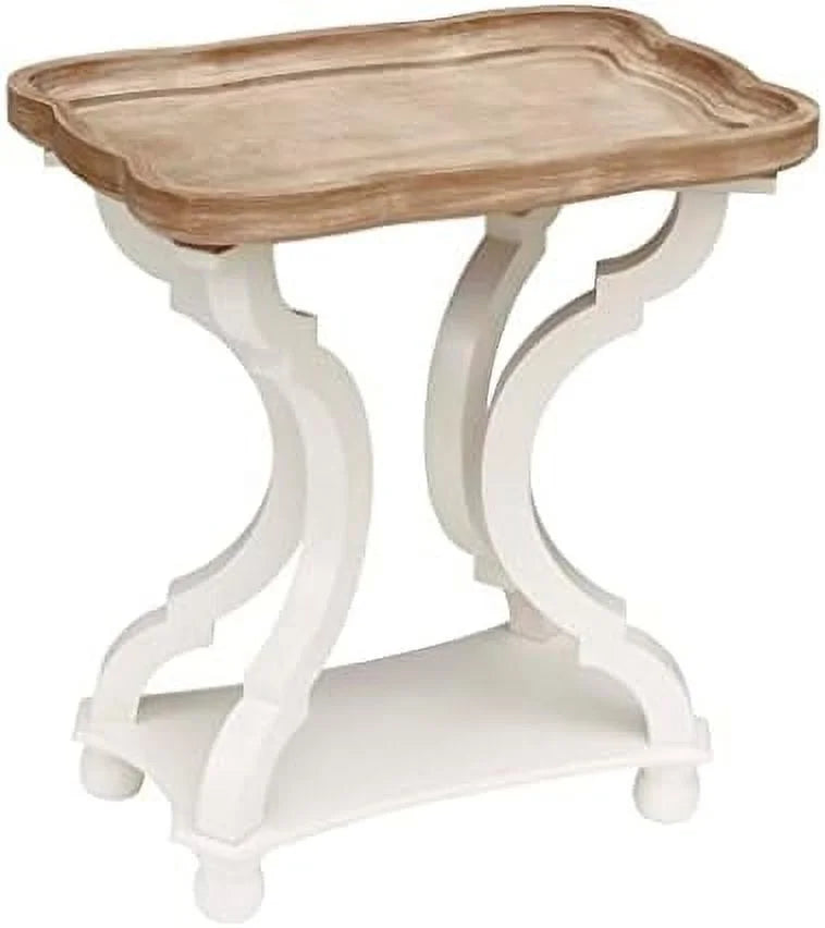 Farmhouse Wood Accent Table with Tray Top C651