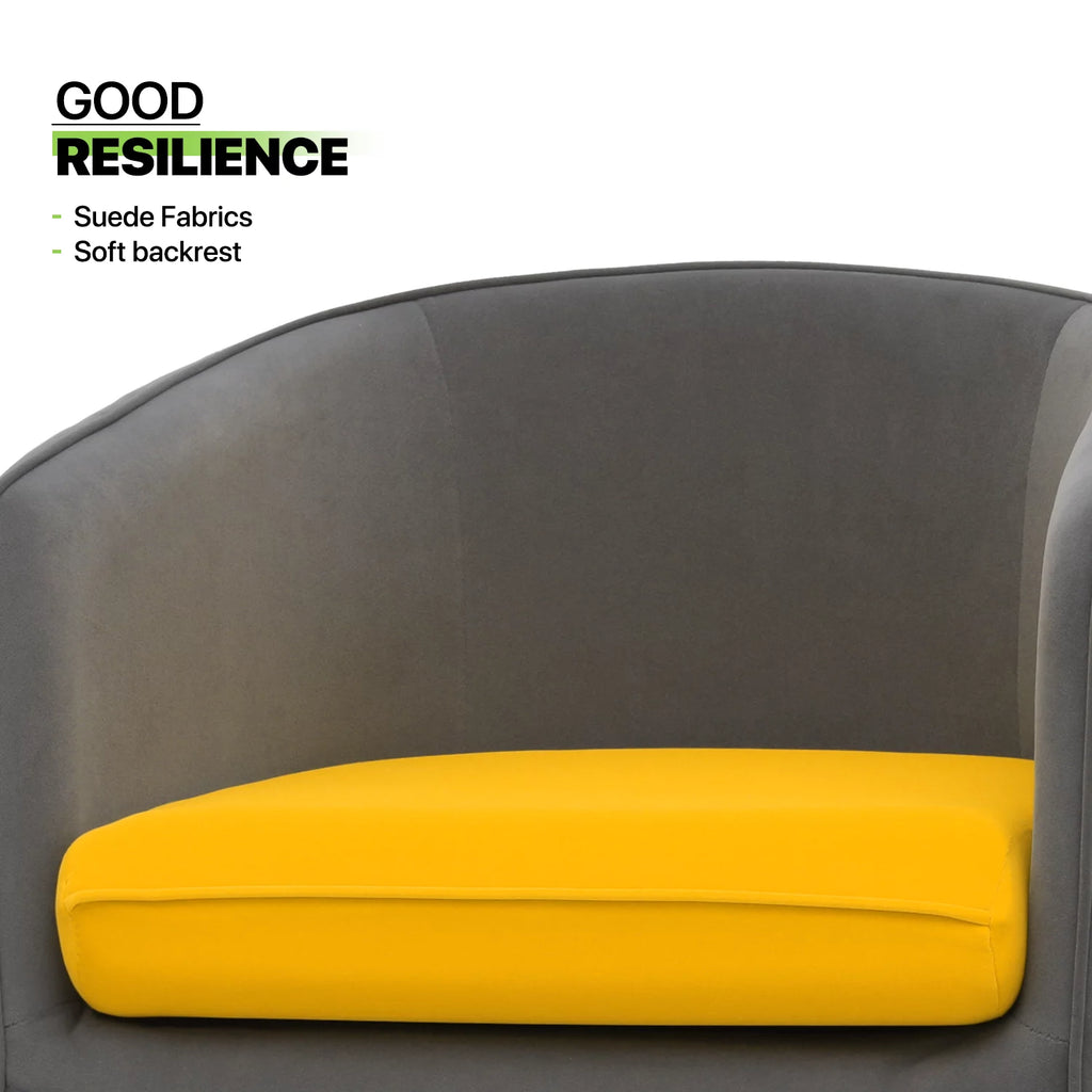 Yellow Grey Upholstered Barrel Armchair T28179