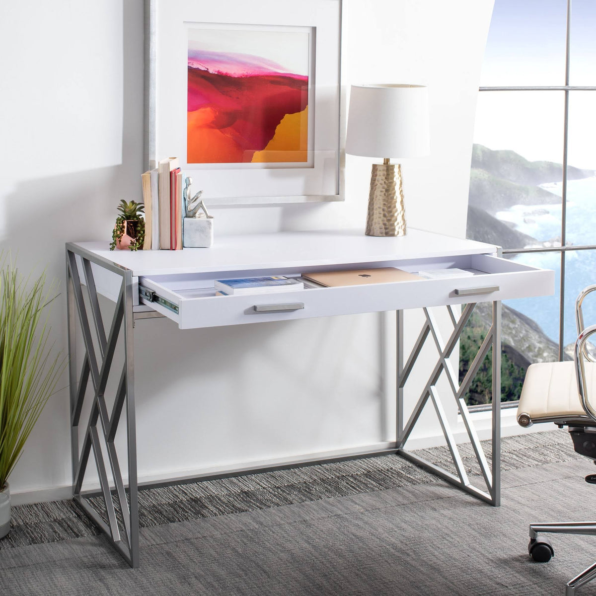 White 1 Drawer Desk E487