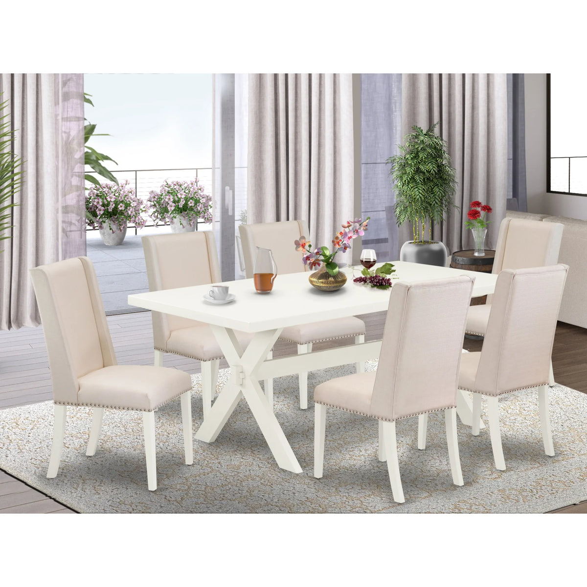7 Piece Hardwood Dining Table Set Z458