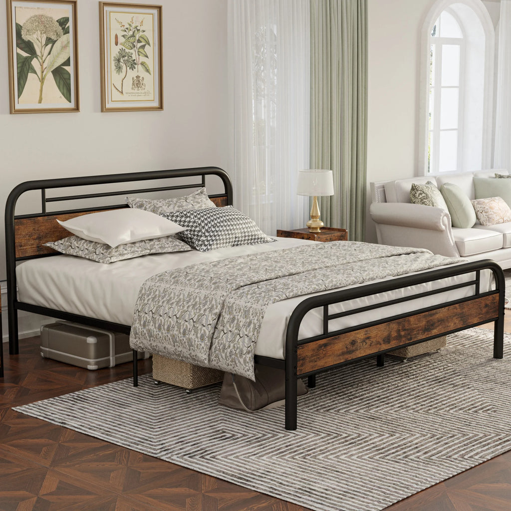 King Platform Bed Frame with Headboard U33232