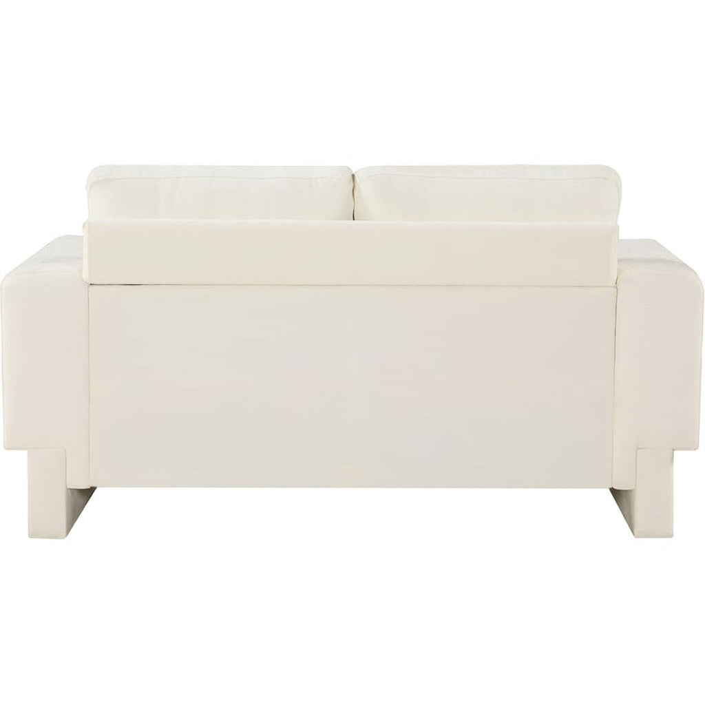 Cream Chenille Fabric Loveseat J565