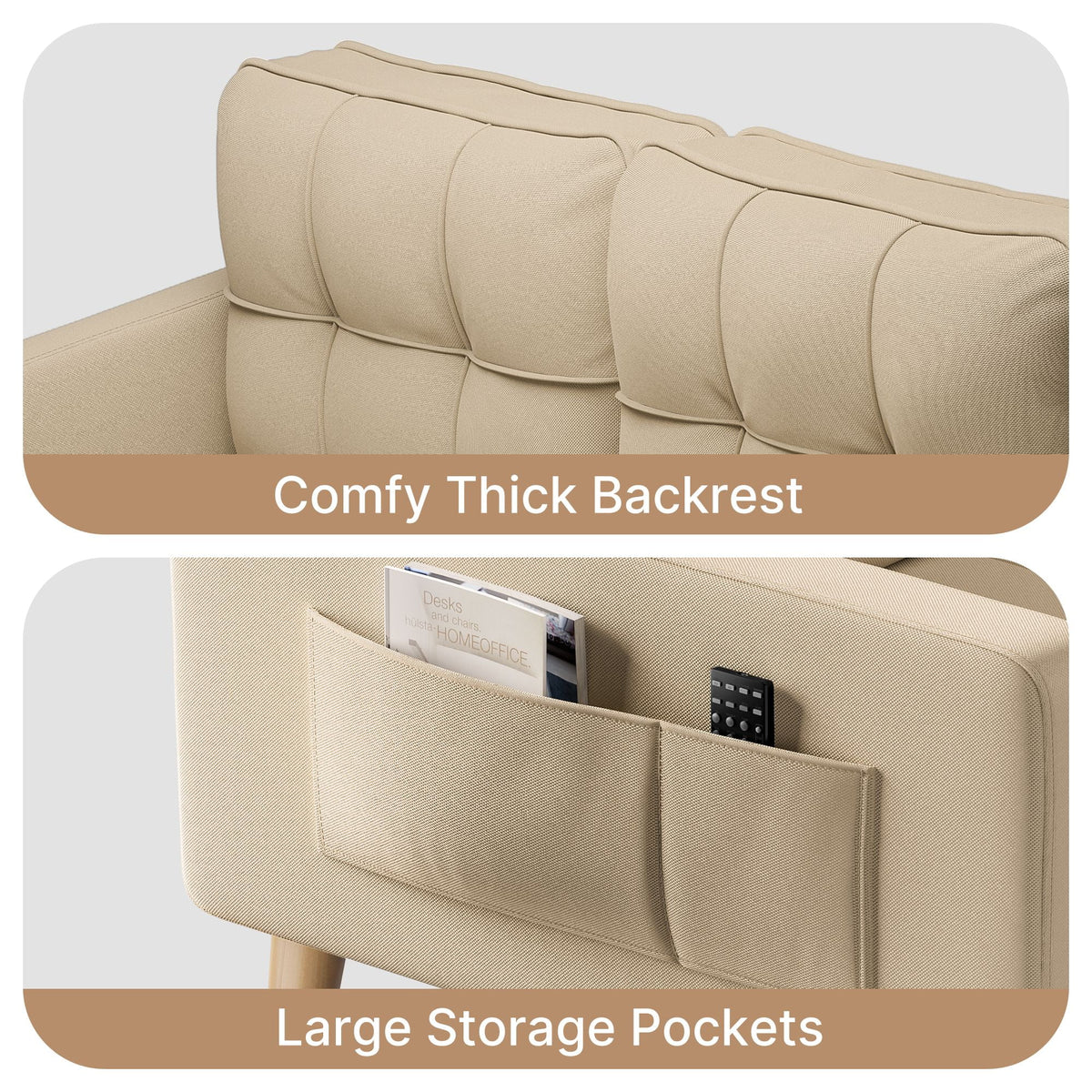Gray Sofa with Storage Pockets X40973