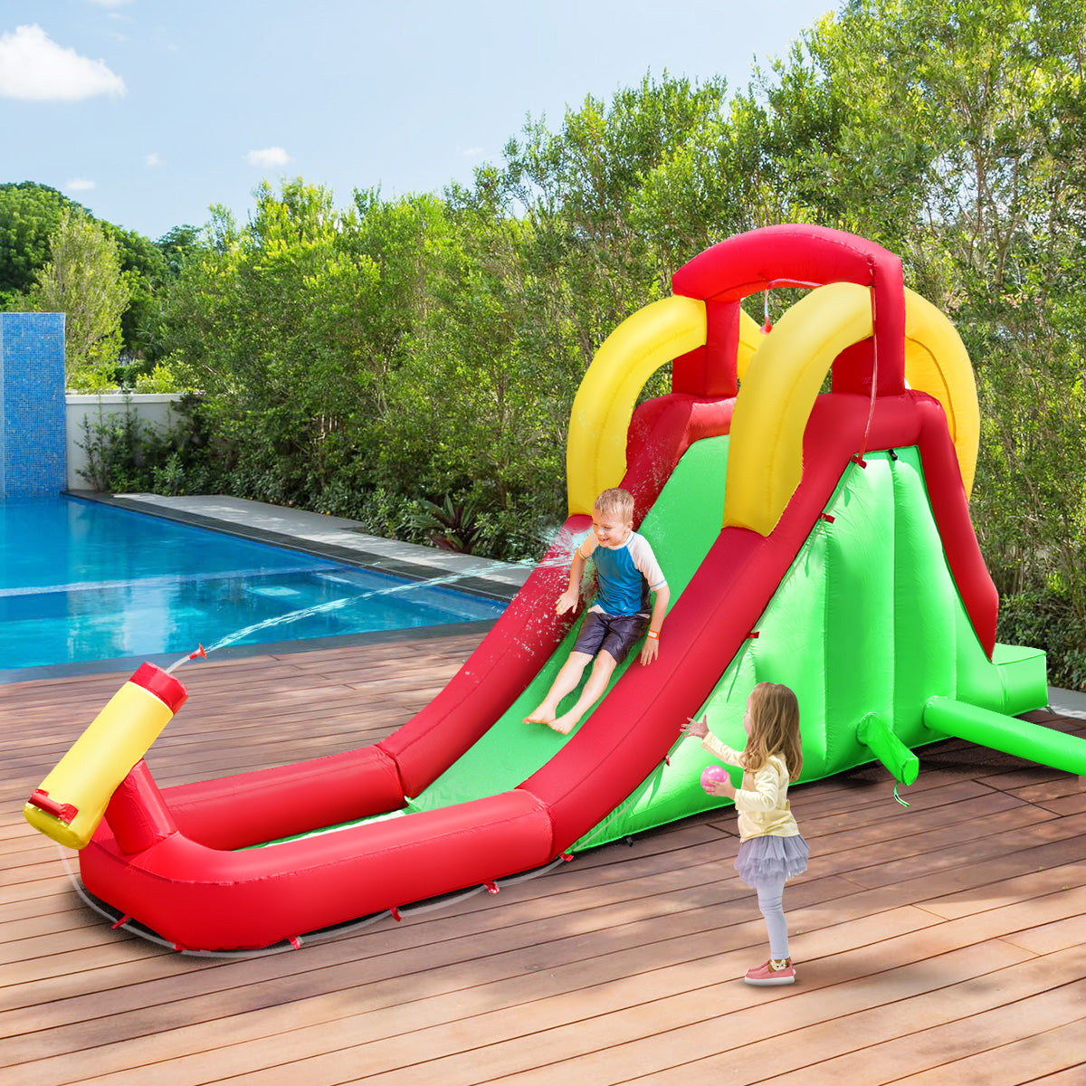 Inflatable Water Slide Bounce House with 350W Blower V8566