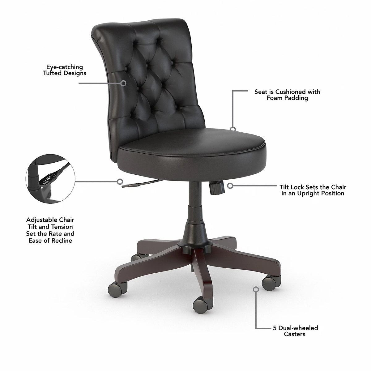 54W Computer Desk with Storage and Office Chair J1130