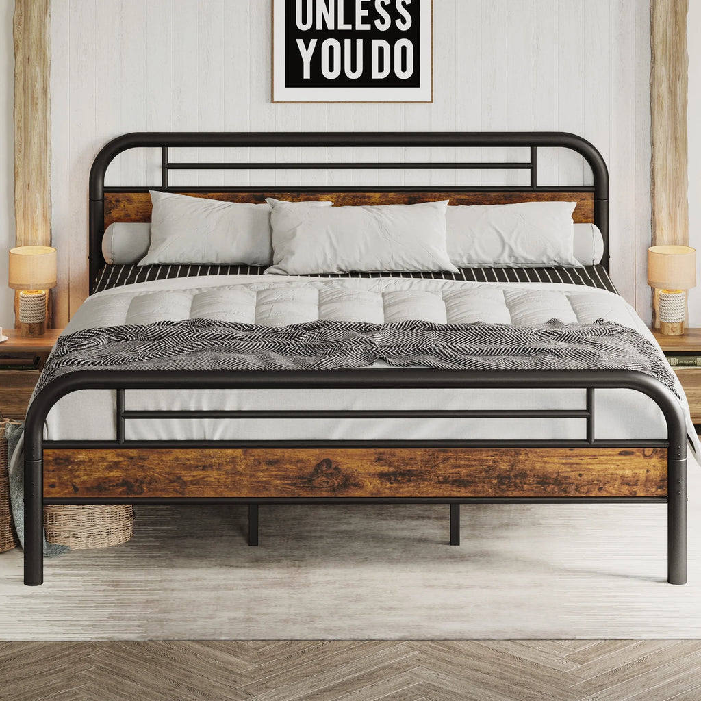 King Platform Bed Frame with Headboard U33232
