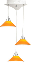 Chrome LED Pendant with Yellow Glass I71286