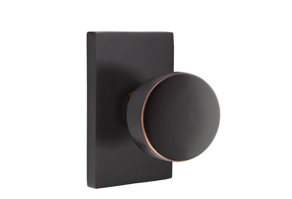 Passage Knob with Modern Rectangular Rose Finish: Oil Rubbed Bronze M528970