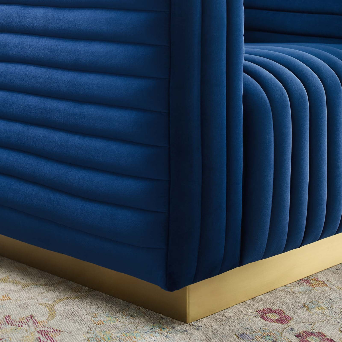 Navy Velvet Accent Armchair R77666