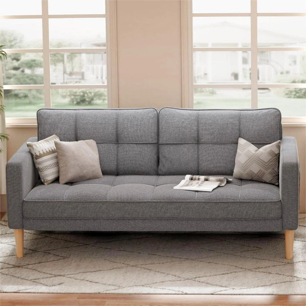 Gray Sofa with Storage Pockets X40973