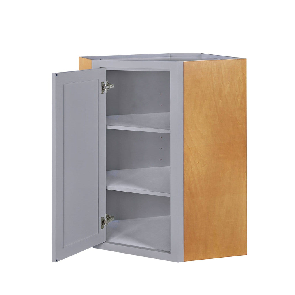 27 inch Wide 39 inch Tall 14 inch Deep Light Gray Inset Shaker Wall Cabinet U960