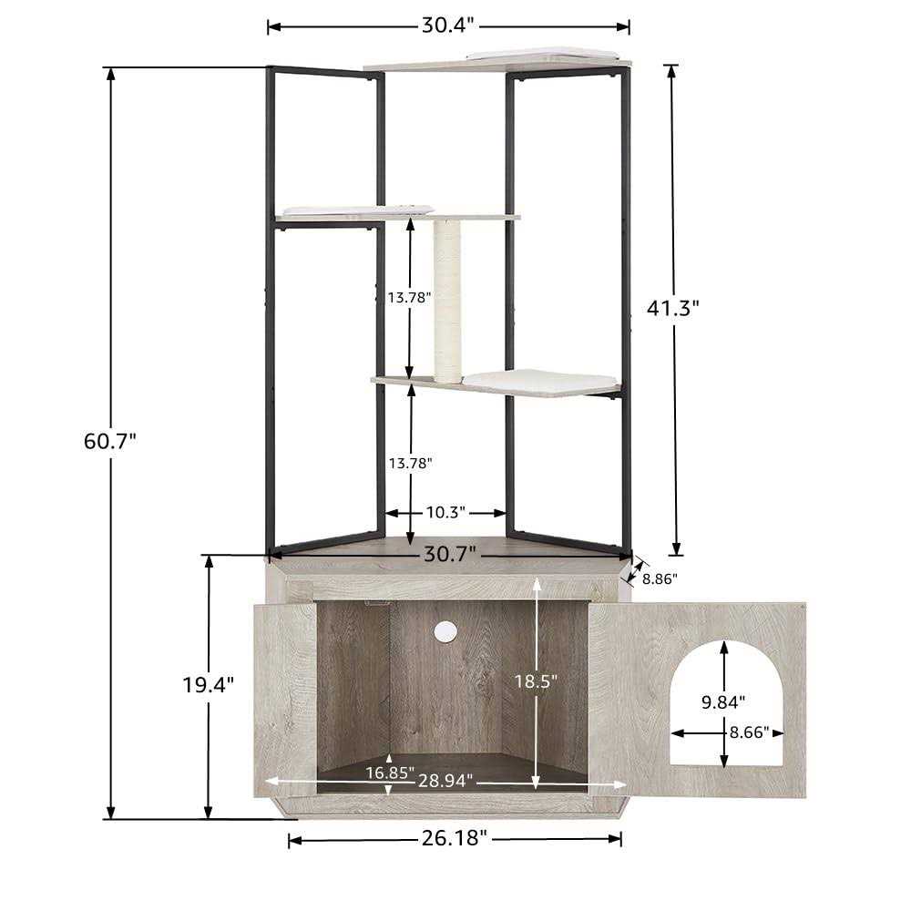 Corner Box Enclosure with Cat Tree Tower Cat Litter G49453