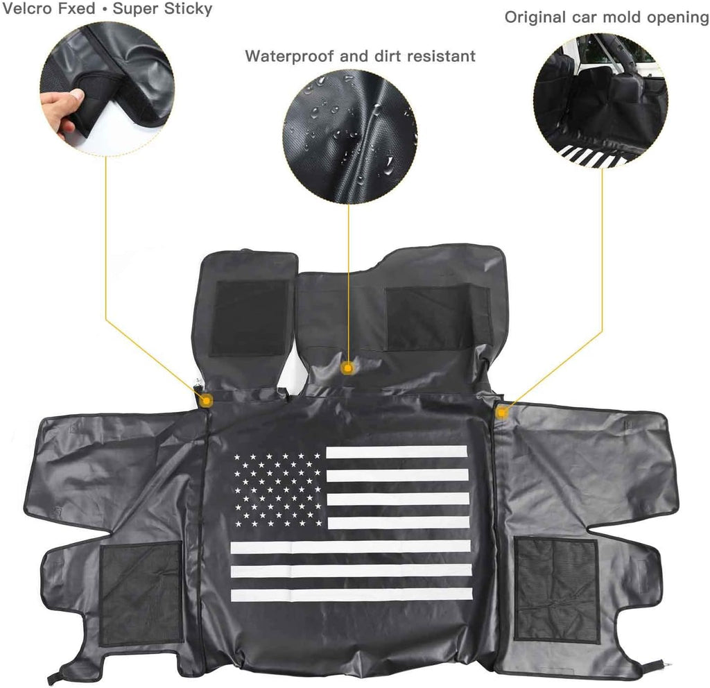 Waterproof Dog Cargo Cover Mat with Corner Protector Washable Durable Pet Trunk Cargo Liner (Black US Flag) T31789