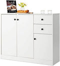 Buffet Cabinet with 2 Drawers 3-Door Adjustable Shelves White Q178