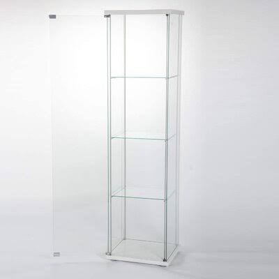 Glass Display Cabinet 4 Shelves with Door Floor Standing Curio Bookshelf E5803