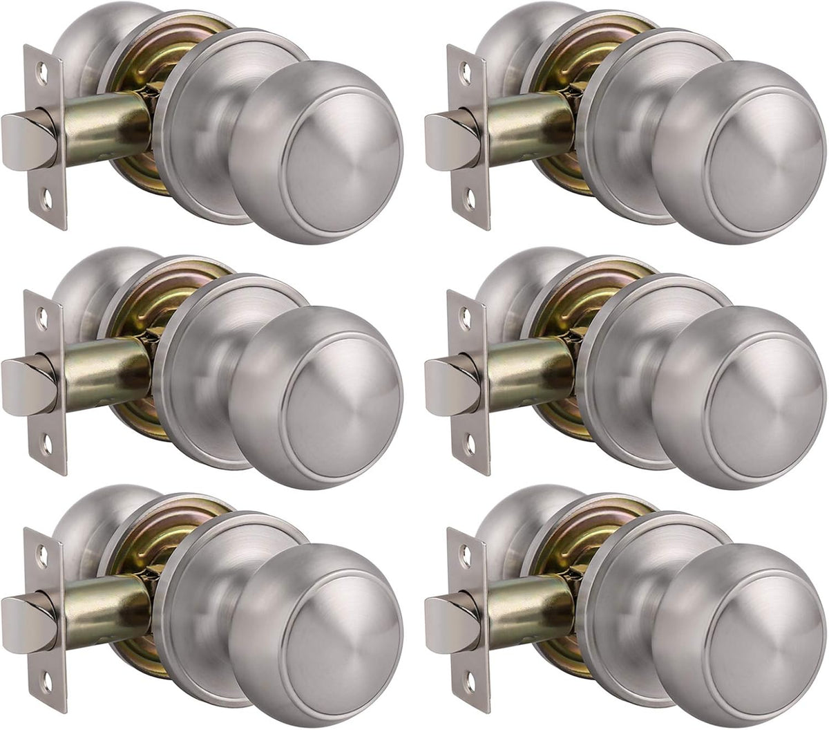 6 Pack Stainless Steel Flat Ball Door Knob Brushed Nickel Finish Pack of 2 I44428