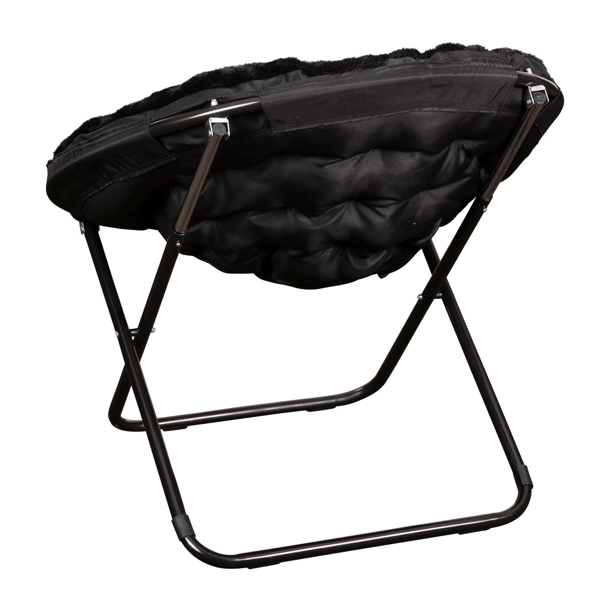 Oversize Black Faux Fur Folding Saucer Moon Chair H20366