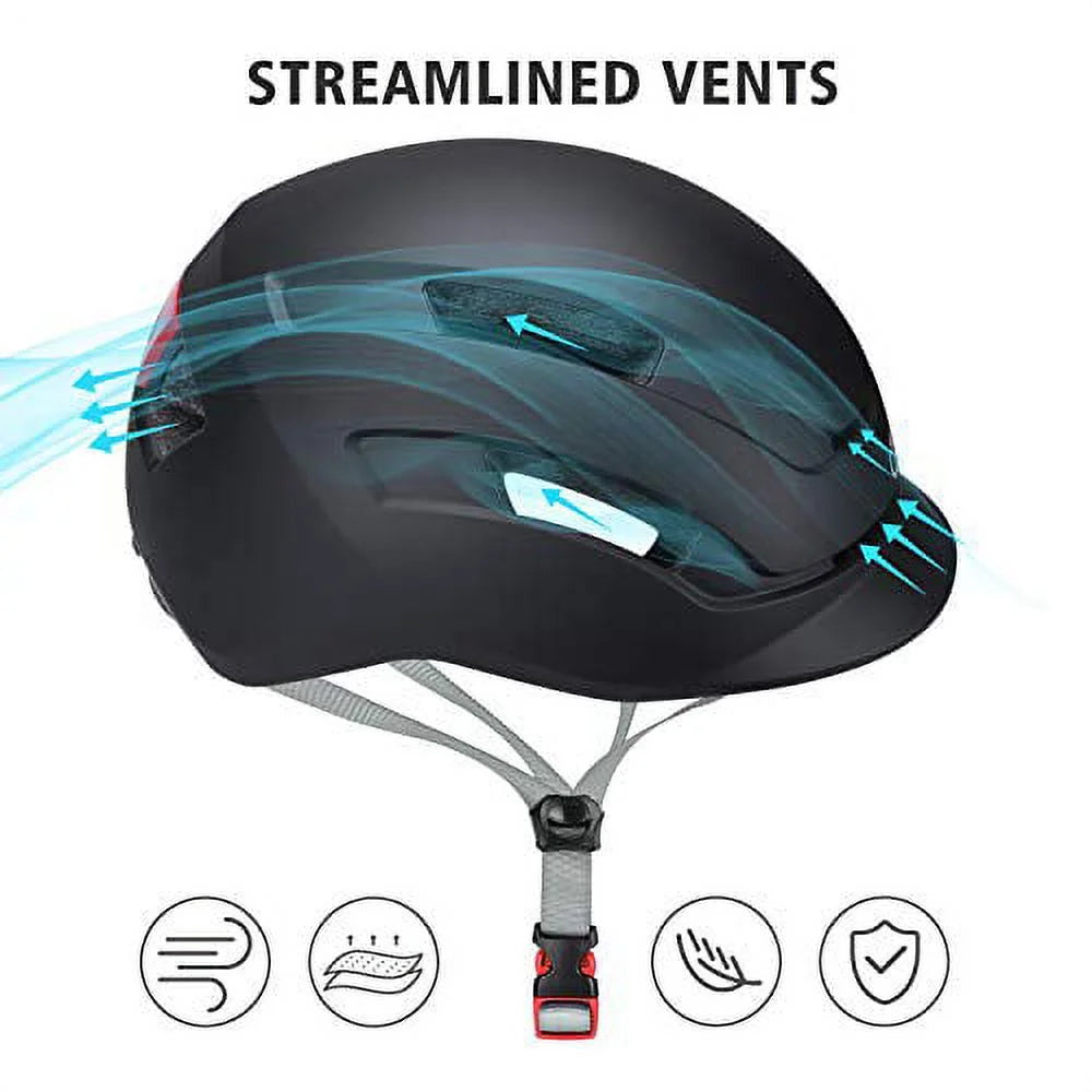 Adult Bike Helmet with Light and Replacement Pads L2640