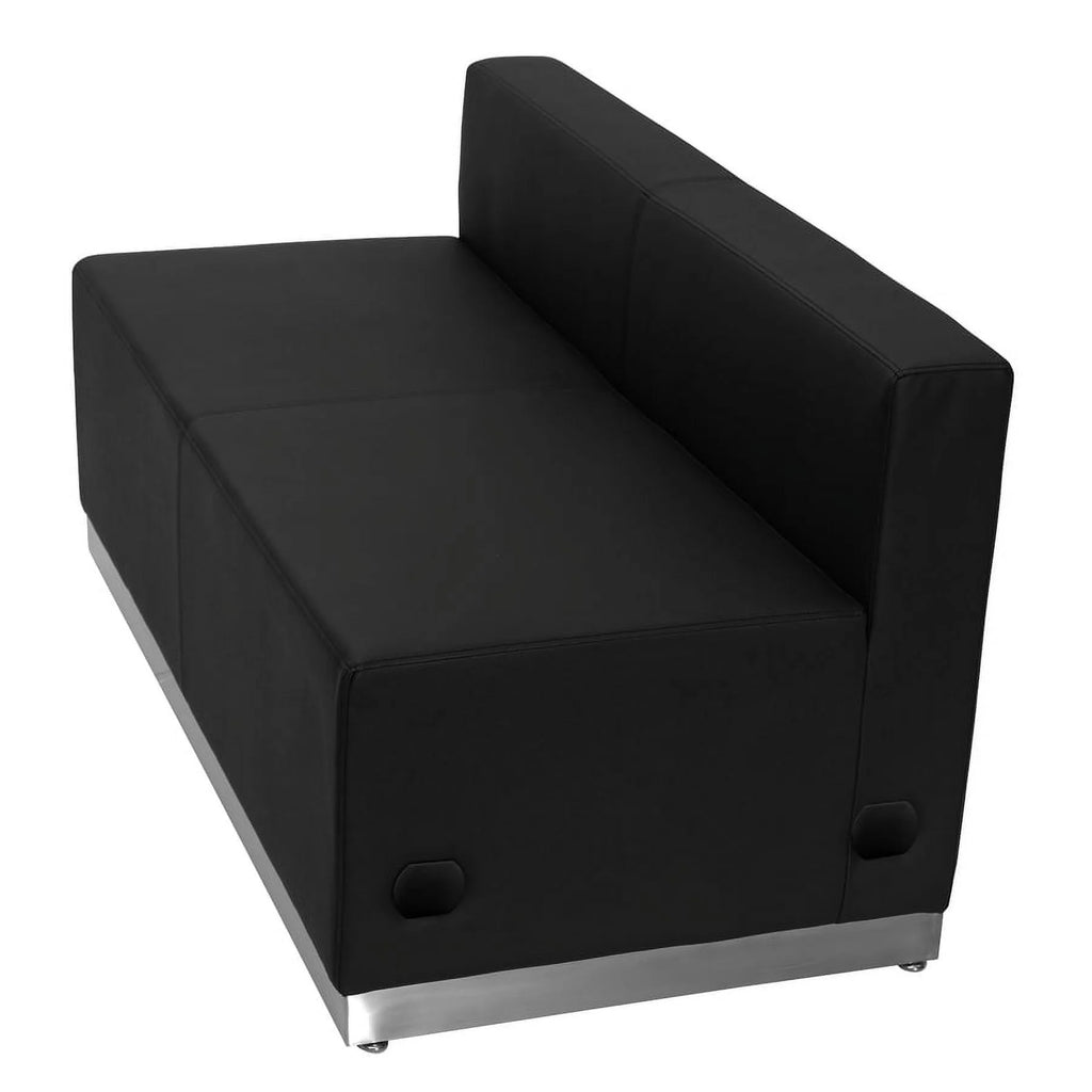 Black LeatherSoft Loveseat with Brushed Stainless Steel Base R725163