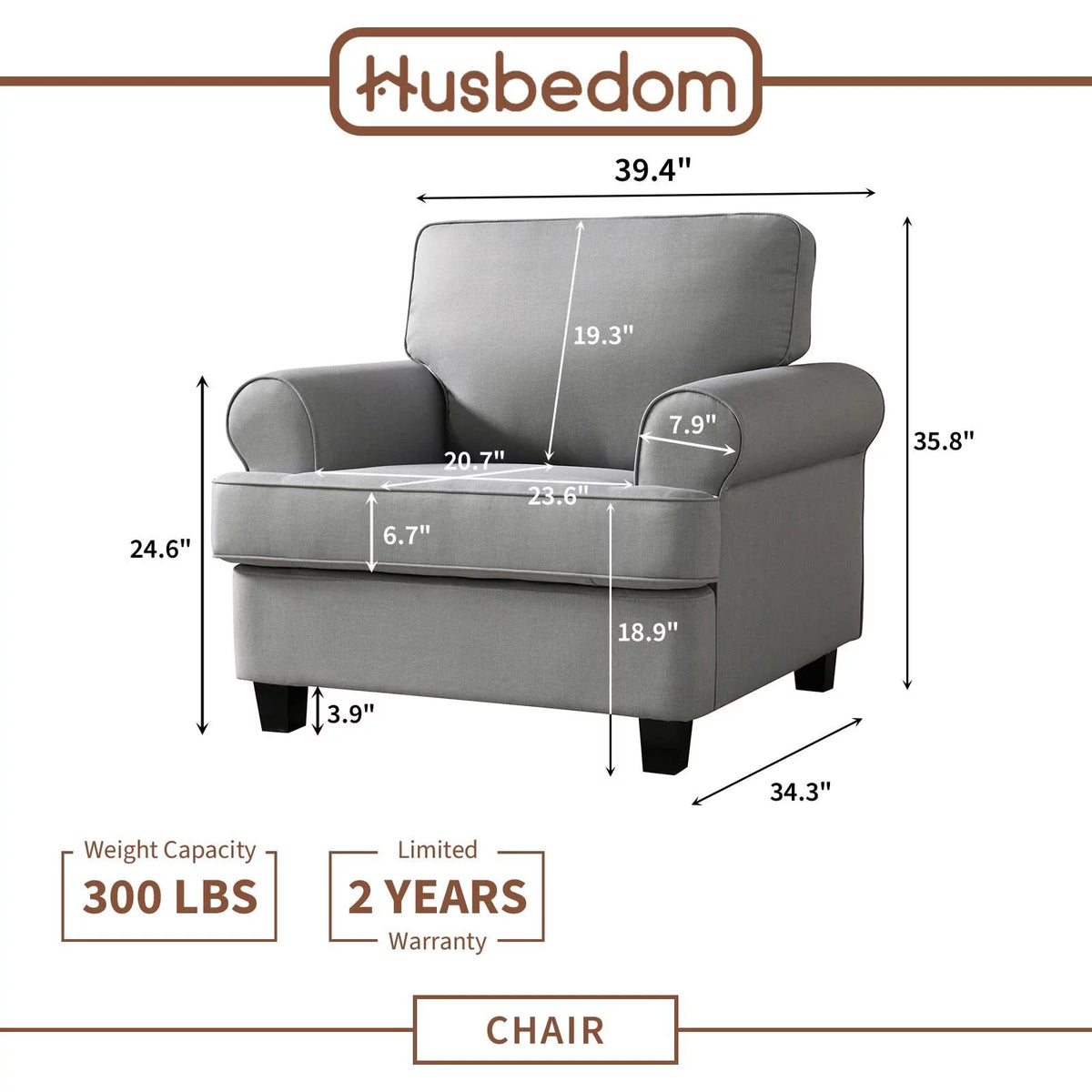 Light Gray Upholstered Accent Chair A460229
