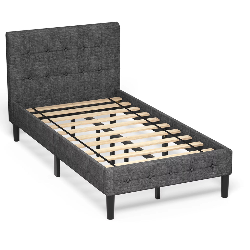 Beige Twin Upholstered Bed Frame Q14881