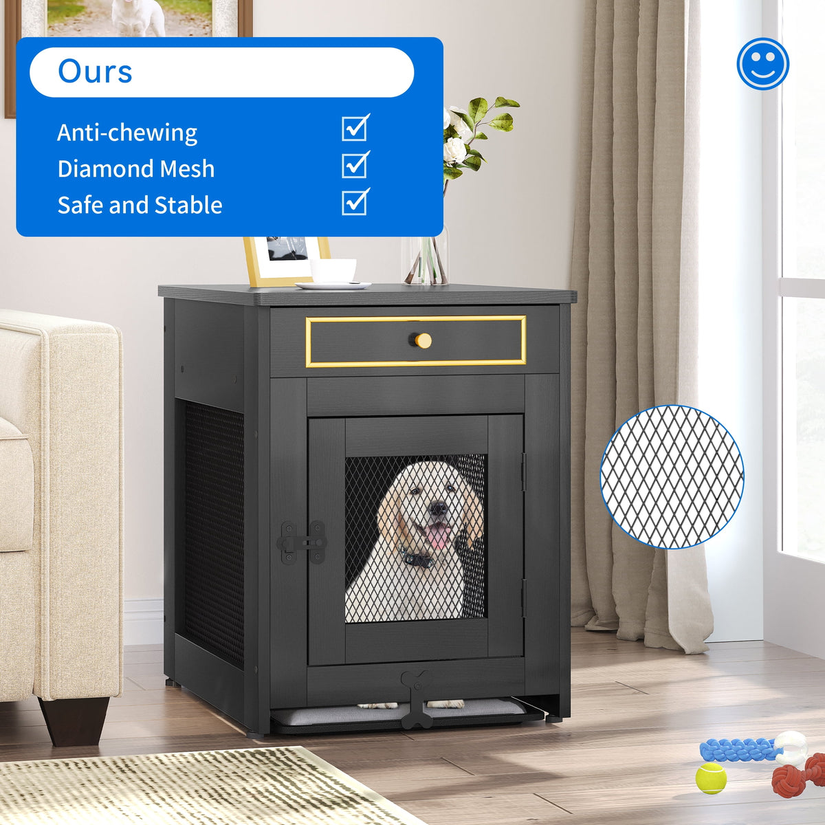 Black Wooden Dog Kennel End Table M6613
