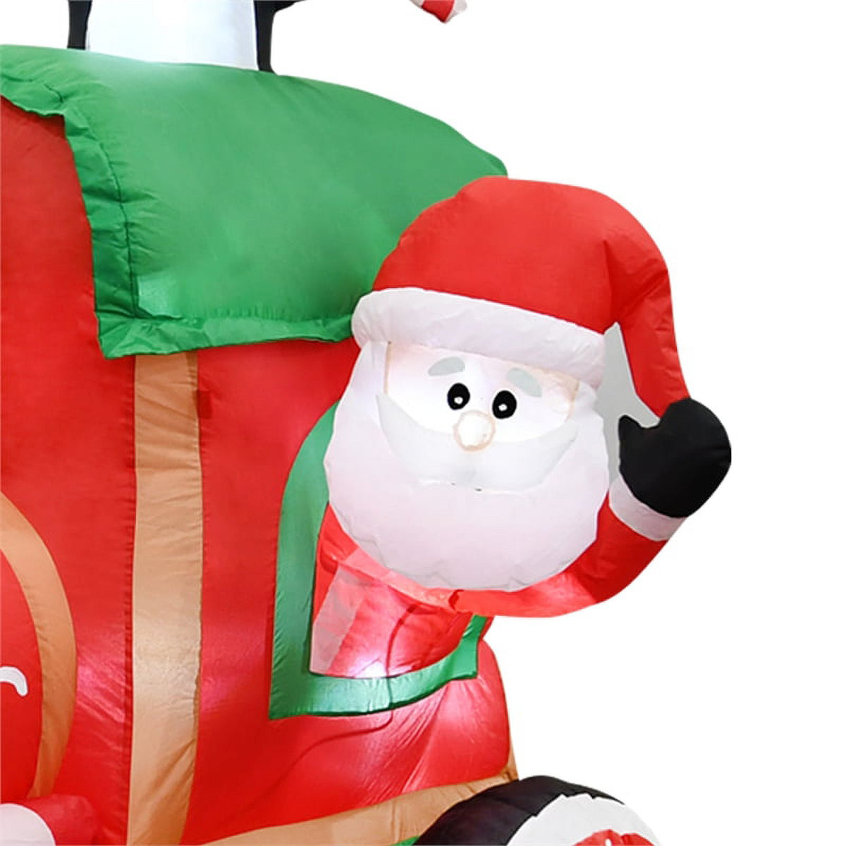6.5FT Multi-Colored Christmas Penguins In The Train Inflatable X60166