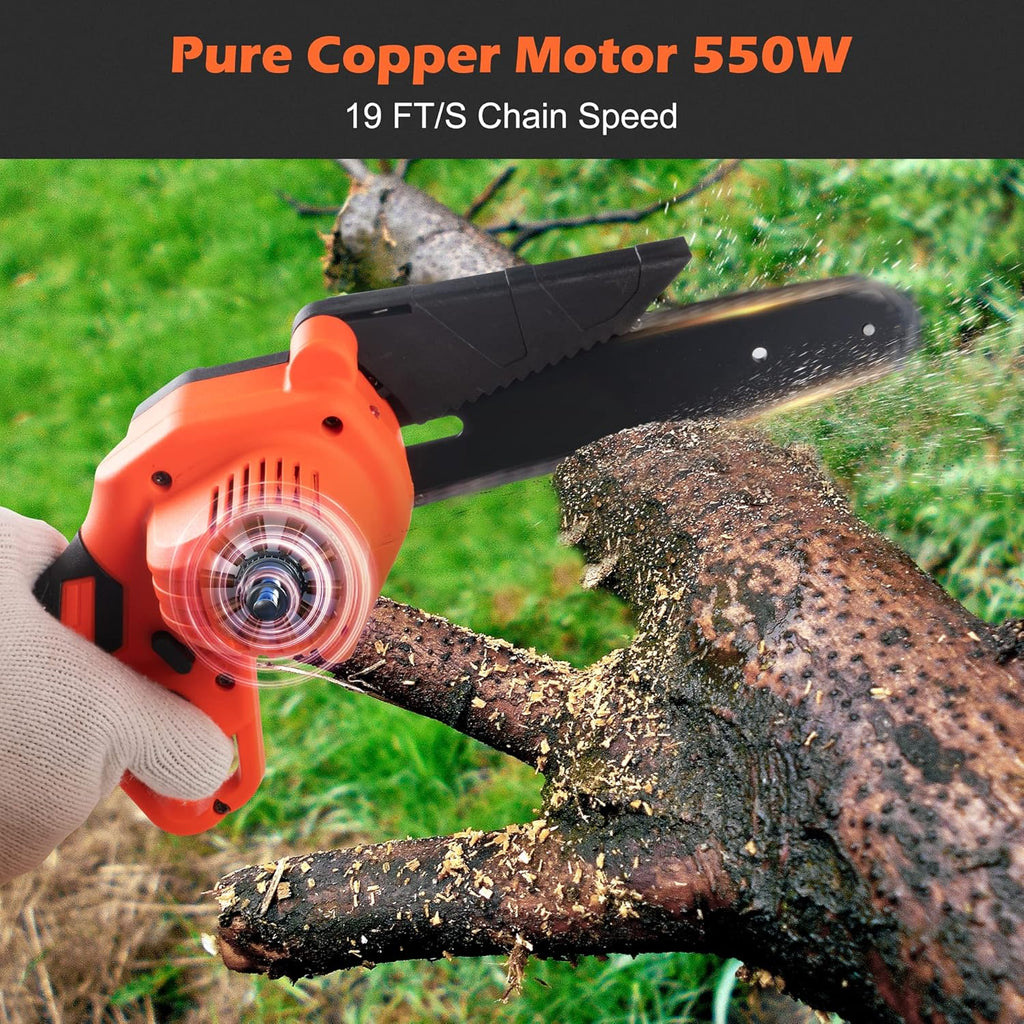Mini Chainsaw 6 Inch Cordless Pruning Saw with 2 Rechargeable Battery P792103