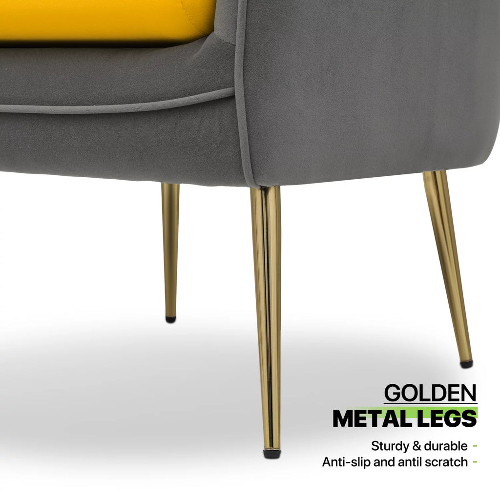 Yellow Grey Upholstered Barrel Armchair T28179