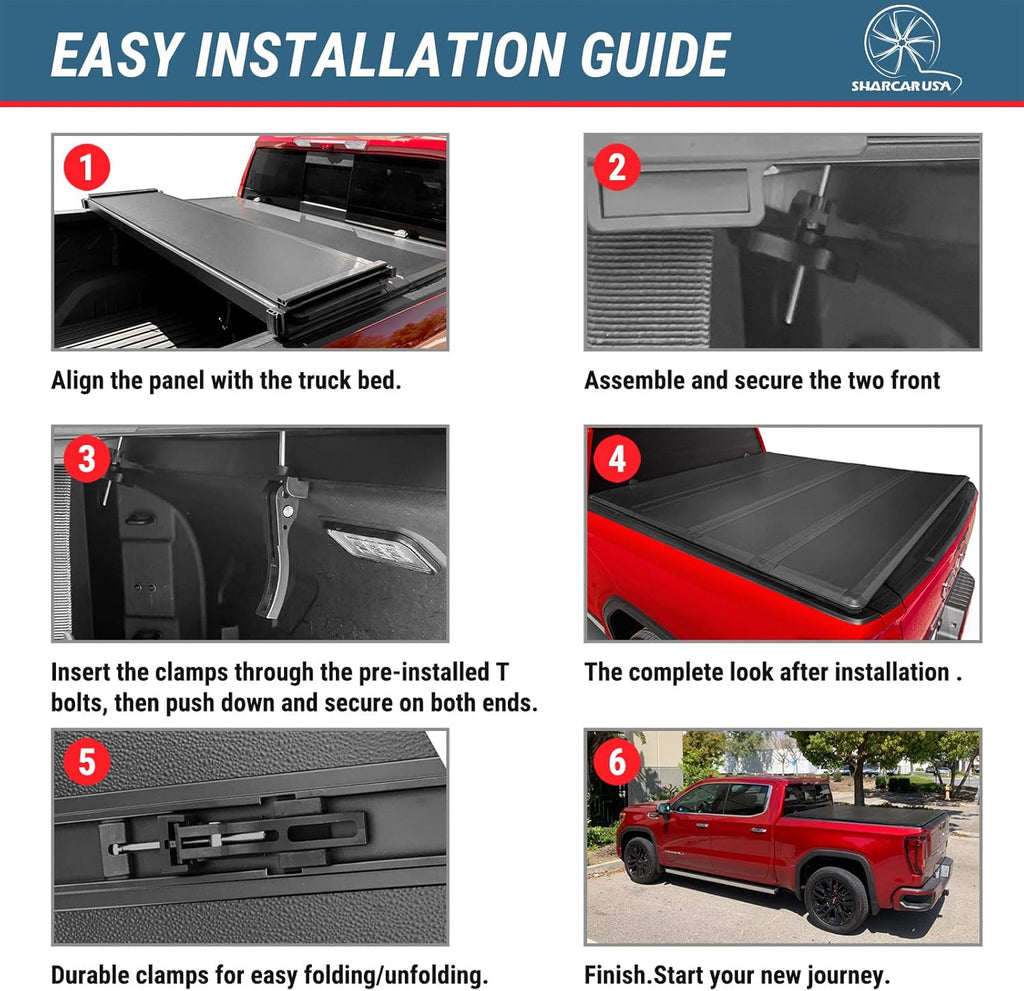Black Hard Tri-Fold Truck Bed Tonneau Cover for Ford Ranger 5' Bed F273005