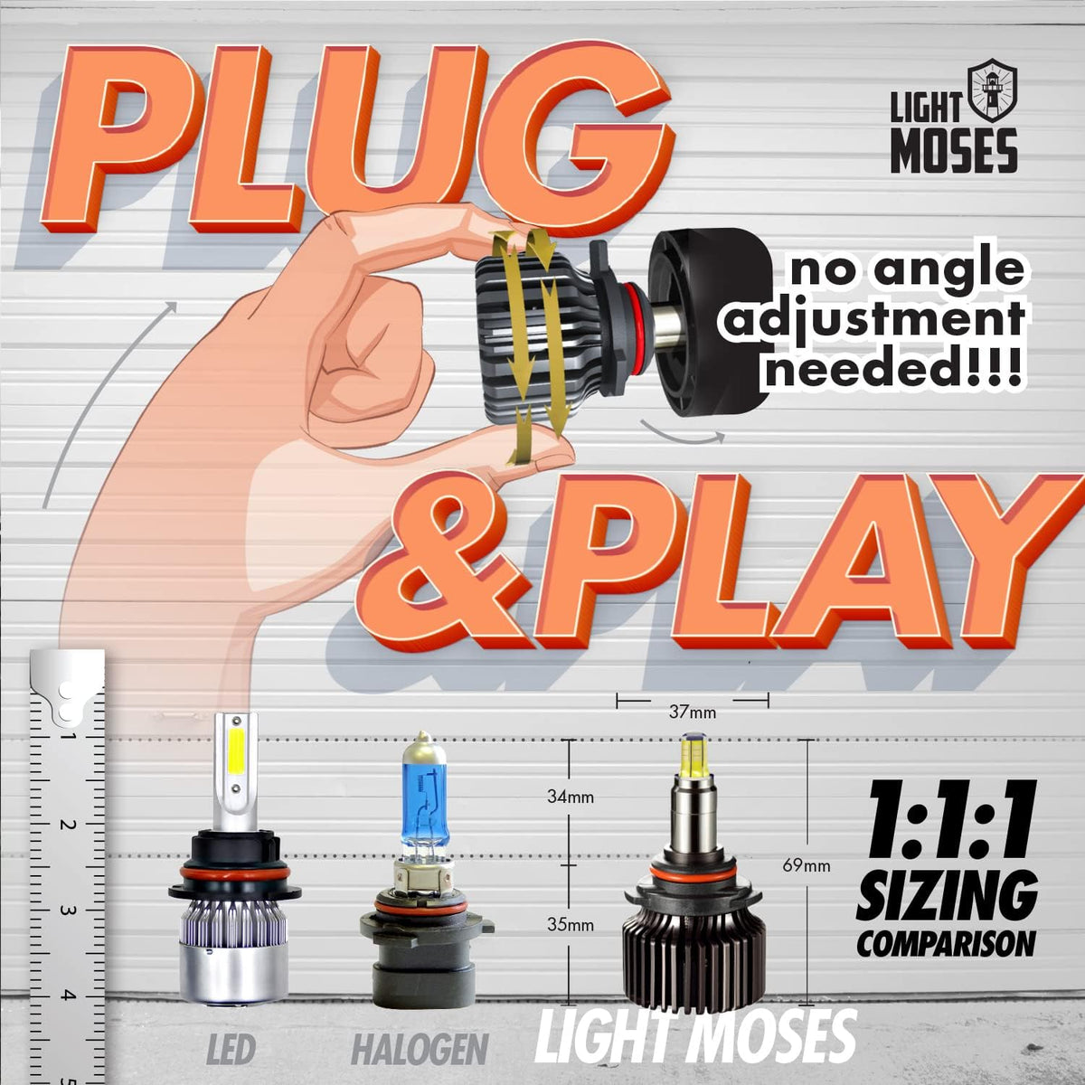 HB3 LED Headlight Bulbs 6,000K Sky White 12,000lm 90W High Low beam Pack of 2 W84378