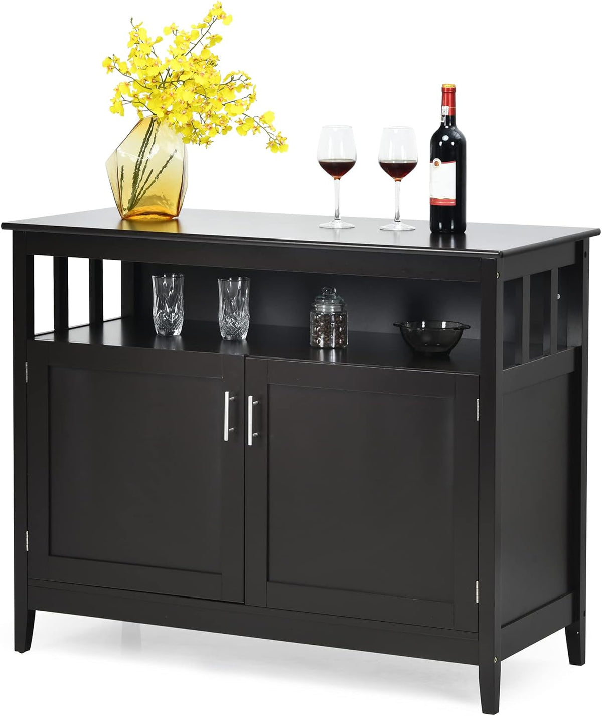 Brown Freestanding Buffet Cabinet with Adjustable Shelf G48386