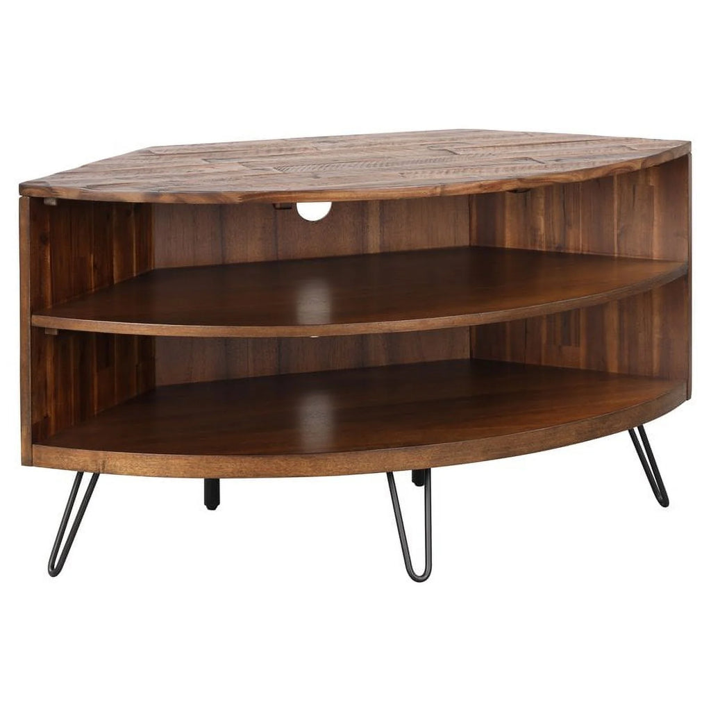 Brown Acacia Wood Corner Media Stand S54238