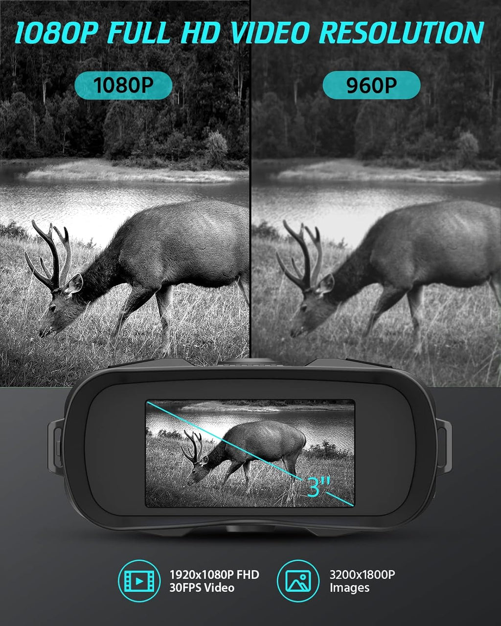 1080p Full HD Digital Night Vision Binoculars with 8x Digital Zoom N157024
