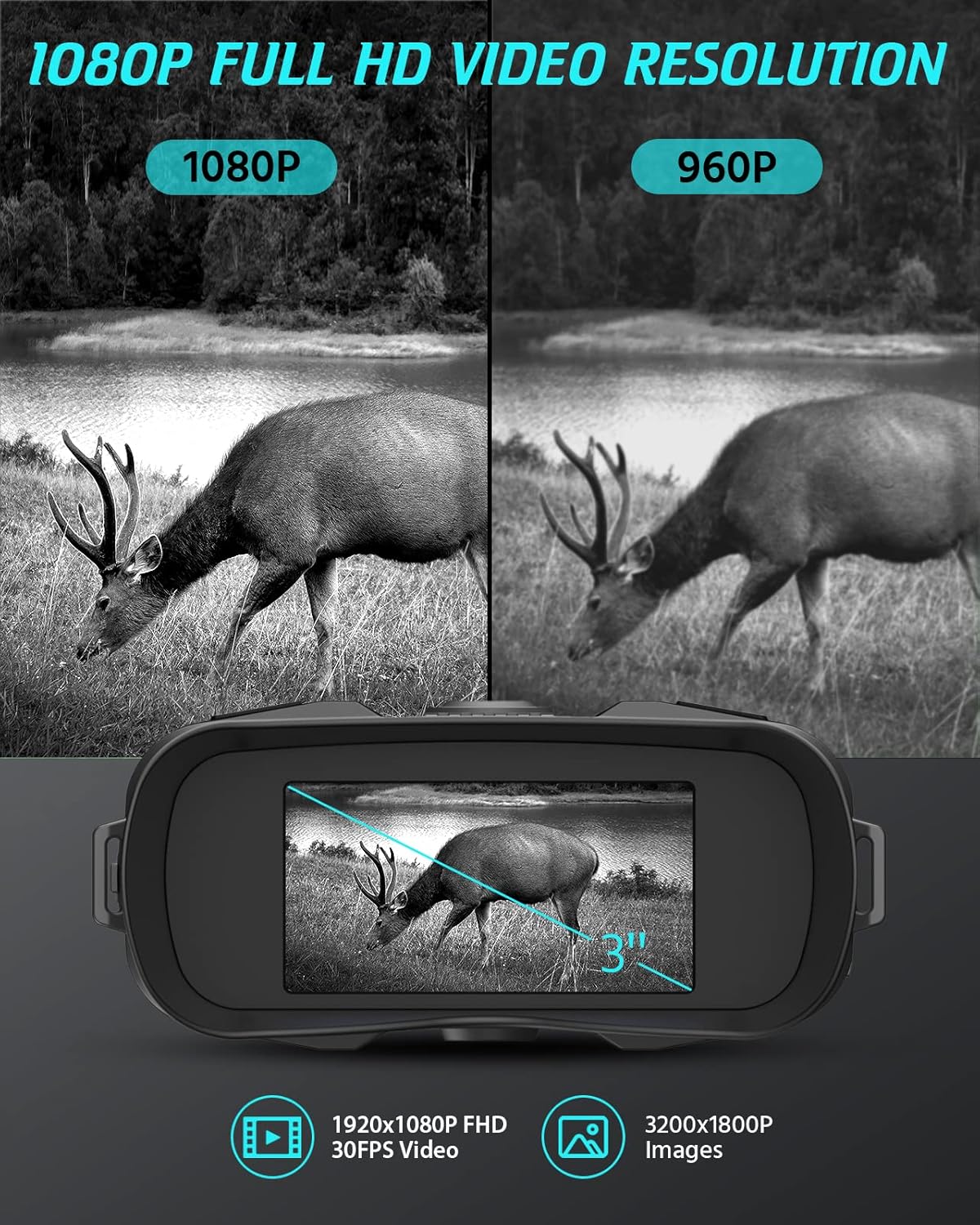 1080p Full HD Digital Night Vision Binoculars with 8x Digital Zoom N157024