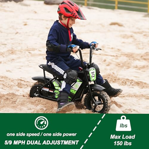 Electric Dirt Bike for Kids 250W 24V 9AH Off-Road Tire Green P2021